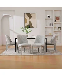 Streamdale Furniture Modern Minimalist Chenille Upholstered Dining Chair Set of 4