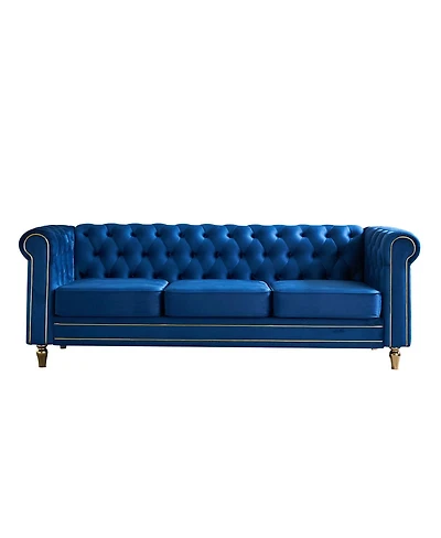 Streamdale Furniture Chesterfield Velvet Sofa 84.65 inch for Living Room