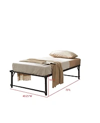Kings Brand Furniture Twin Metal Daybed with Pop-Up Trundle, Sturdy Steel Slat Support Space Saving Guest Bed Frame, Bedroom & Living Room