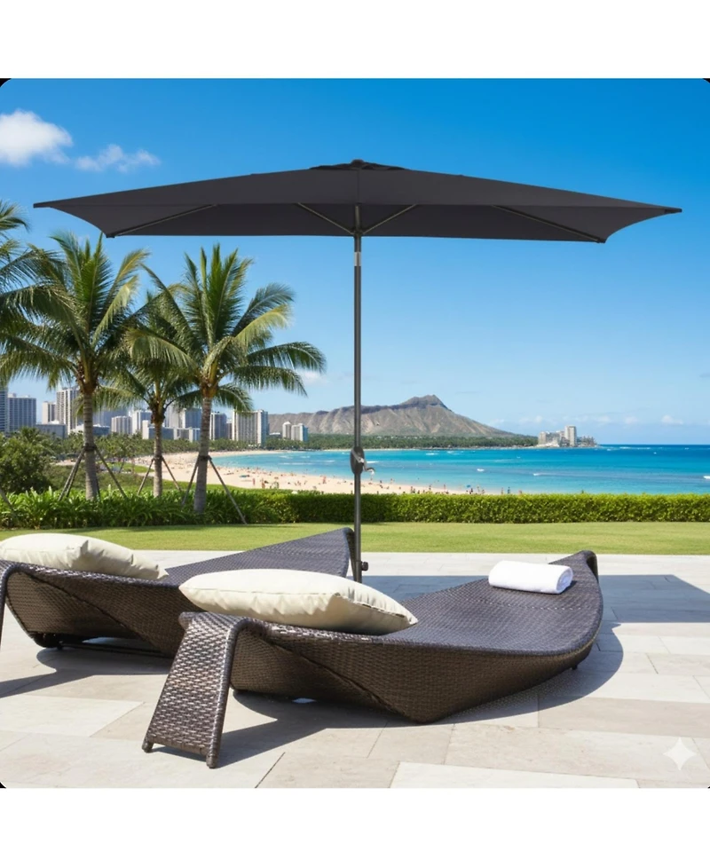 Mondawe 6.5 x 10 Ft Rectangular Patio Umbrella with Crank & Tilt (No Base)