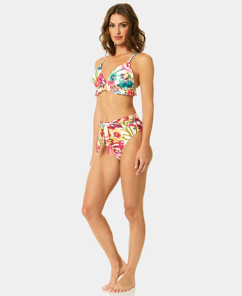 CeCe Women's V-Neck Triangle Ruffle Top