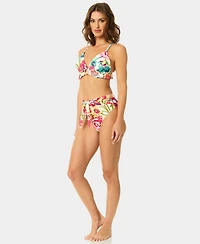 CeCe Women's V-Neck Triangle Ruffle Top