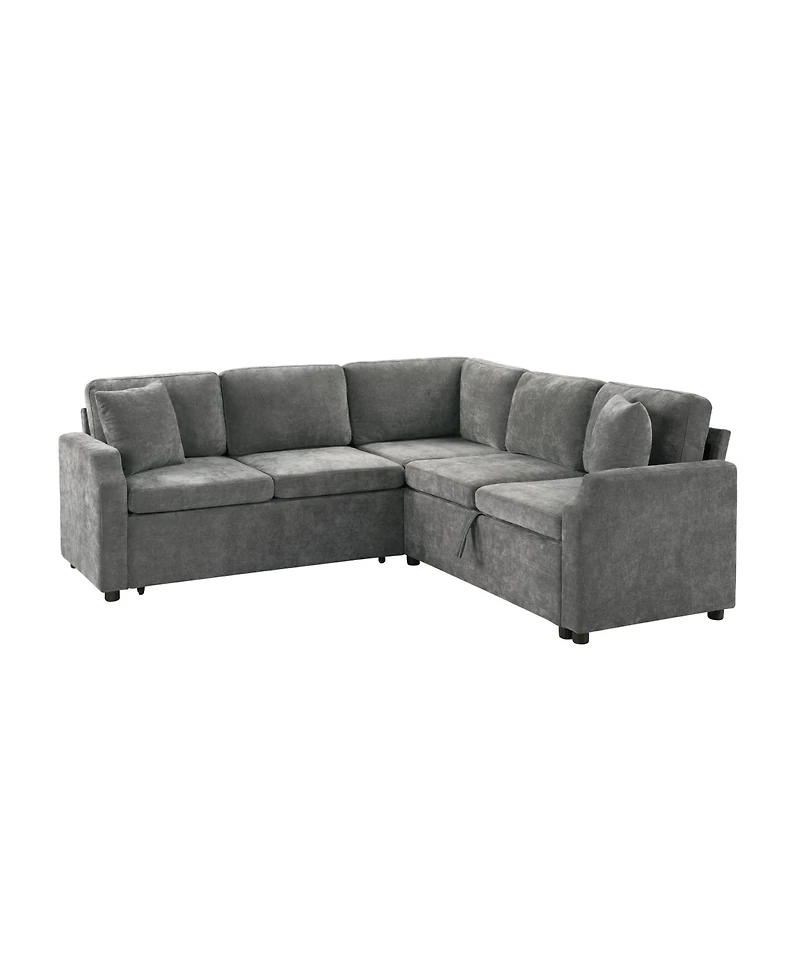 Streamdale Furniture Sectional Sofa Bed L-Shape Sleeper with Hidden Storage
