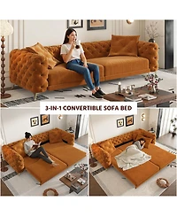 Streamdale Furniture 3-in-1 Convertible Sleeper Sofa with Pull-Out Bed and Ottoman
