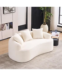 Streamdale Compact Chenille Sofa with 3 Decorative Pillows