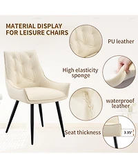 Streamdale Furniture Dining Chairs Set of 2, Faux Leather, Mesh Texture, Legs (Set of 2)