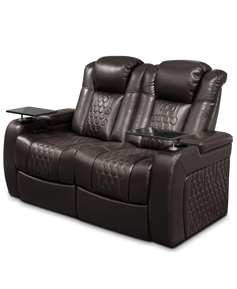 Streamdale Furniture Power Recliner 2 Pc, Top-Grain Nappa, Smart Charging, Rgb Led