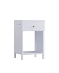 Streamdale Furniture Modern Nightstand with Drawer and Open Shelf, Scalloped Edge Bedside Table
