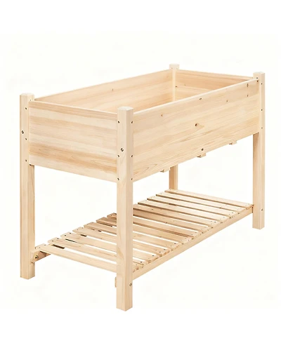 Yigii Solid Fir Raised Garden Bed with Storage