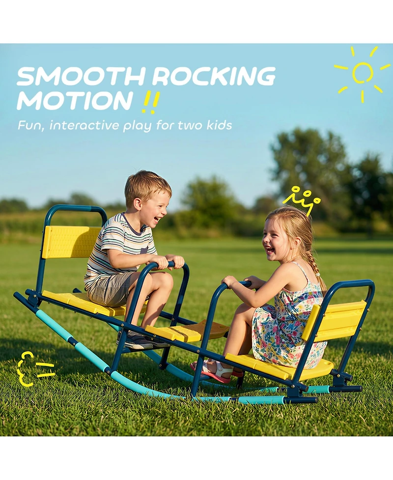 Qaba 2 in 1 Teeter Totter Seesaw for Kids Age 3-8 for Indoor Outdoor