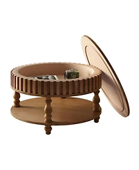 Streamdale Furniture Farmhouse Fluted Coffee Table with Storage, Rustic Center Table