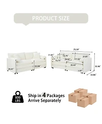 Streamdale Furniture Oversized Deep Seat Luxury 2 Piece Sofa Set, Modern Chenille Comfy Cloud Couches