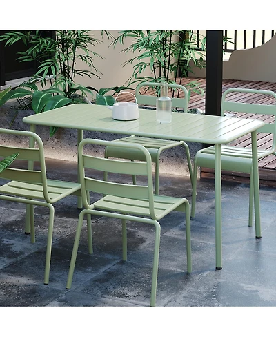 Streamdale Furniture Sella long green outdoor dining table for villa, courtyard, balcony, garden