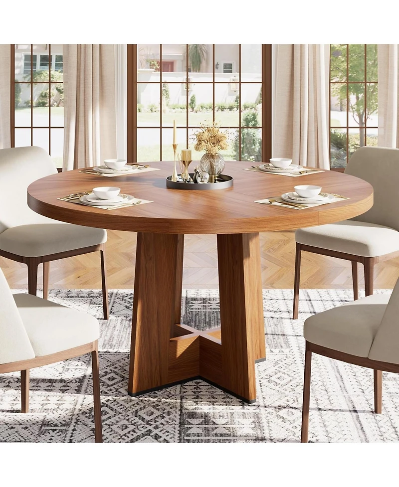 gaomon 47" Round Dining Table with Thickened Edge and Sturdy Pedestal Base
