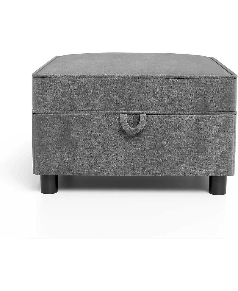 gaomon 26.4 Inch Storage Ottoman Chenille Foot Stool with Solid Wood Legs Modern Living Room Accent Stool