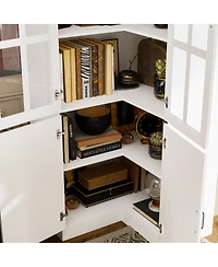 Homsee 5-Shelf Wood Corner Standard Bookcase with Adjustable Shelves