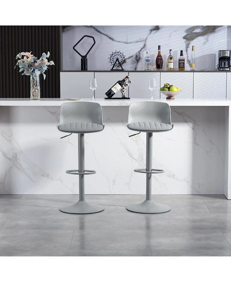 Clihome Bar Stools Set of 2 – Modern Pu Leather Counter Height Barstools with Back