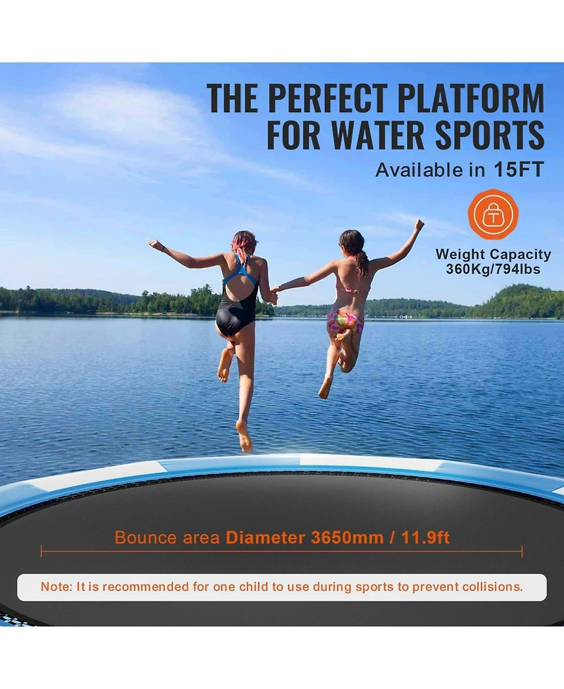 Mecale 15 Ft Inflatable Water Bouncer with Ladder and Air Pump