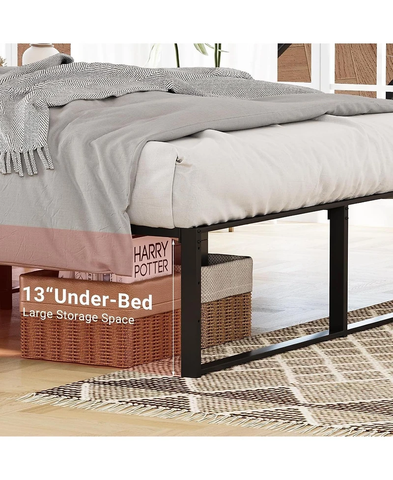 gaomon Queen Metal Platform Bed, 14" High with Steel Slats, Under Bed Storage, No Box Spring, Quiet, Easy Assembly