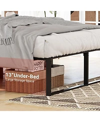 gaomon Queen Metal Platform Bed, 14" High with Steel Slats, Under Bed Storage, No Box Spring, Quiet, Easy Assembly
