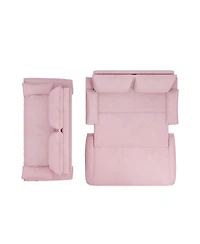 Streamdale Furniture Queen Pull Out Sofa Bed, 3-in-1 Convertible Sleeper, Velvet Loveseat