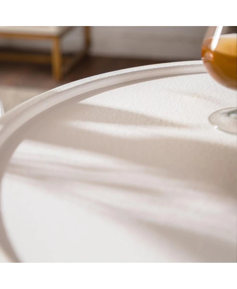 Streamdale Furniture Round Handcrafted Wooden Side Table, Sturdy Pedestal, Living Room Furniture