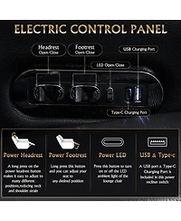Streamdale Furniture 62.2" Power Recliner 2 Pc, Top-Grain Nappa, Smart Charging, Rgb Led