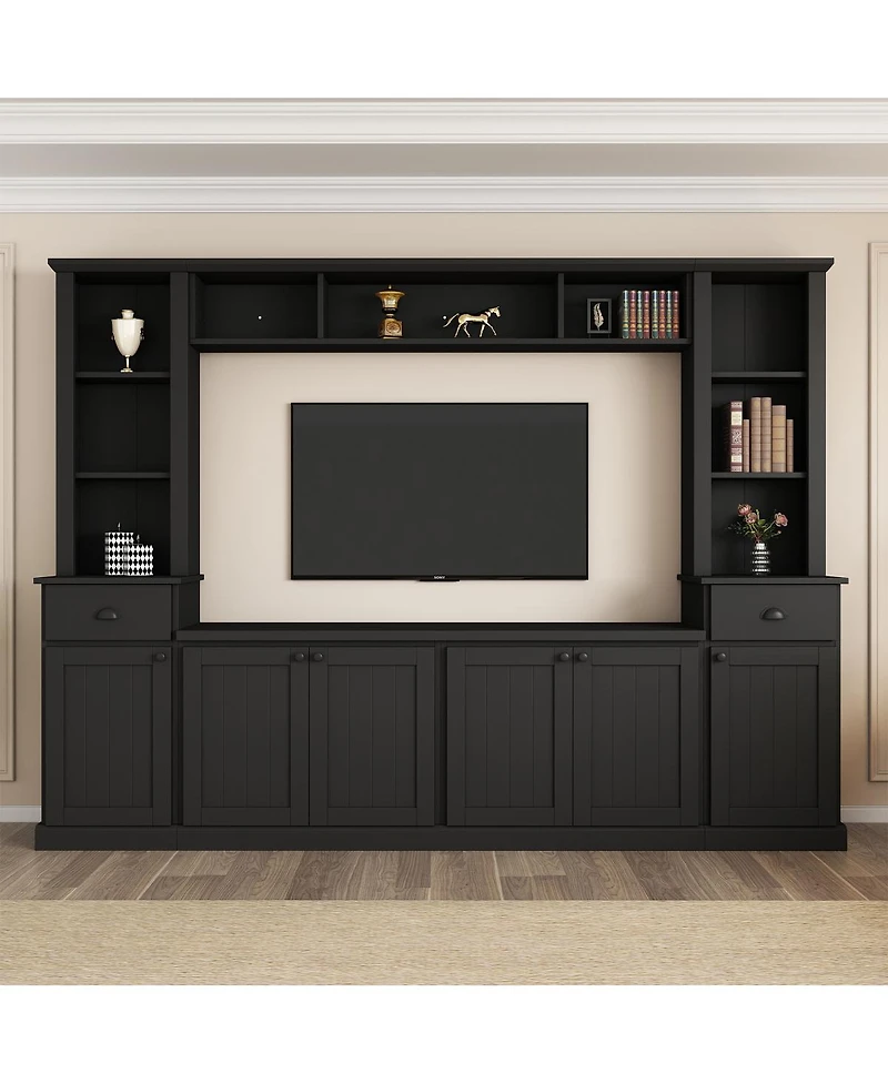 Streamdale Furniture Minimalist Entertainment Wall Unit Set with Bridge for TVs Up to 75"