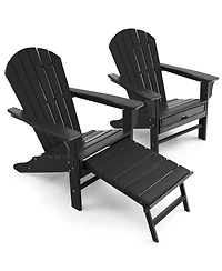 Gymax Patio Adirondack Chair Hdpe Outdoor Lounge w/ Retractable Ottoman
