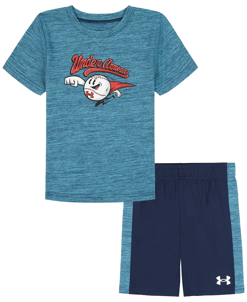 Under Armour Boys' 2T-7 Crewneck T-Shirt and Shorts, 2-Piece Set