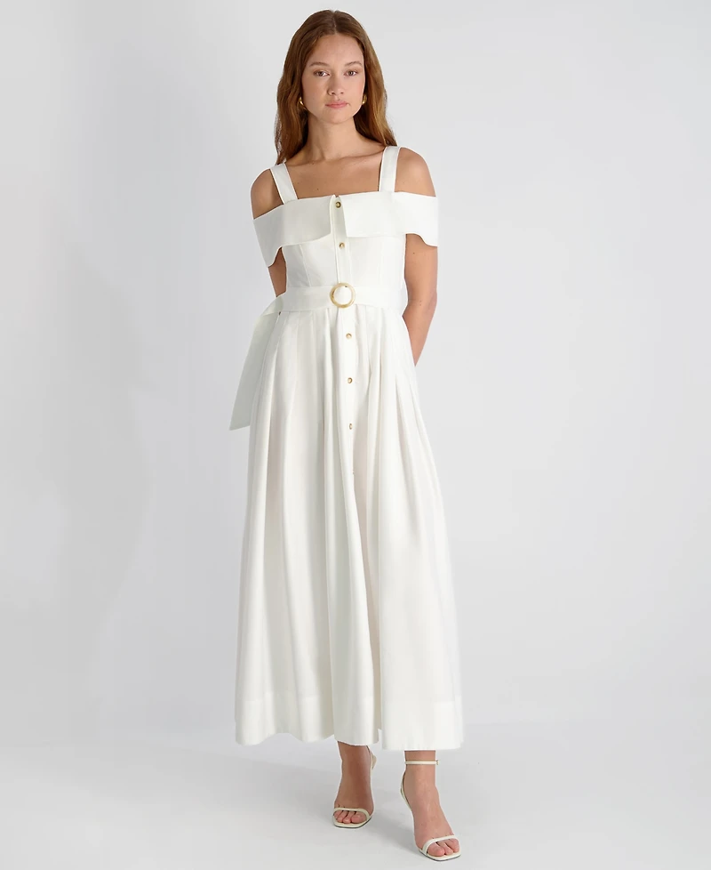 French Connection Women's Off-The-Shoulder Midi Shirtdress