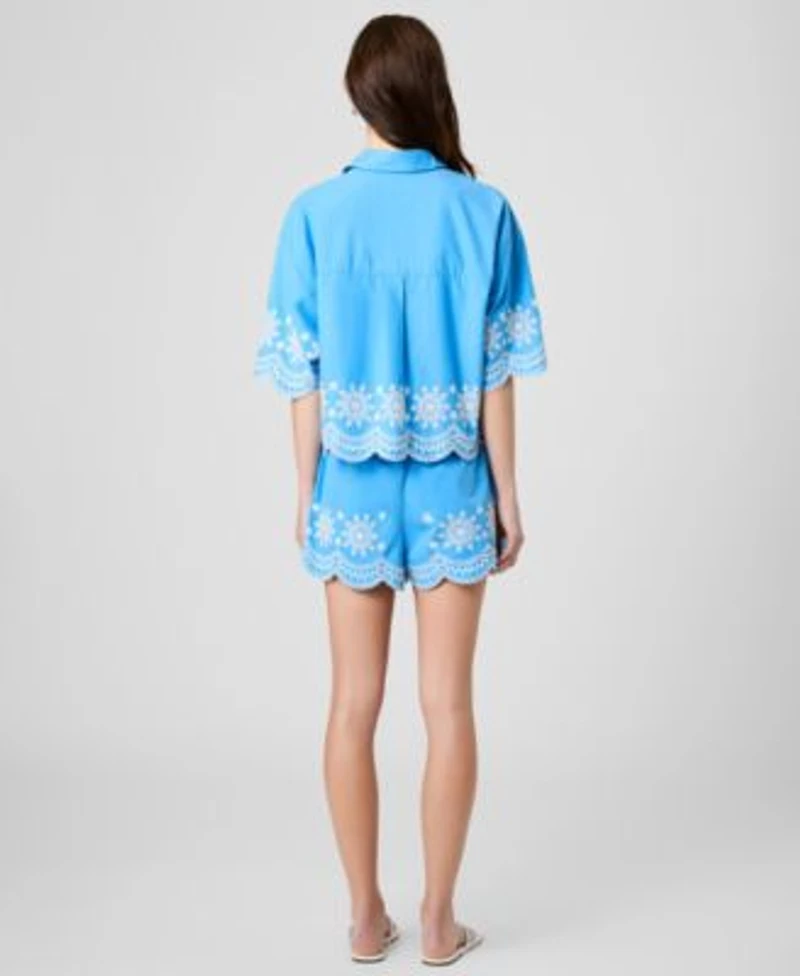 French Connection Womens Alissa Embroidered Top Cotton Shorts