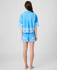 French Connection Womens Alissa Embroidered Top Cotton Shorts
