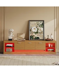 sumyeg 78" Modern Tv Stand for 90" TVs, Entertainment Center with 6 Cabinets & 2 Open Shelves