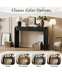 sumyeg Storage Cabinet Console with Fluted Design, Oval Top and 2 Drawers