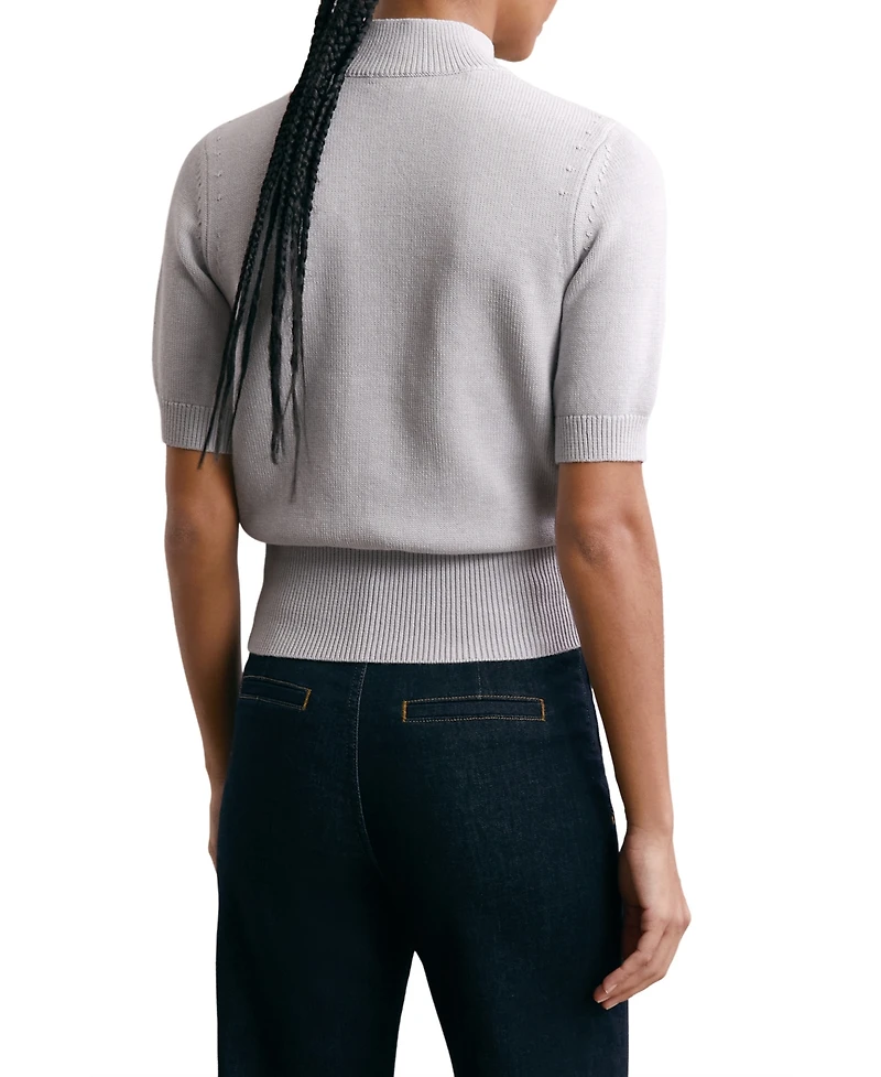 Reiss Women's Cotton and Wool Funnel-Neck Knit Top