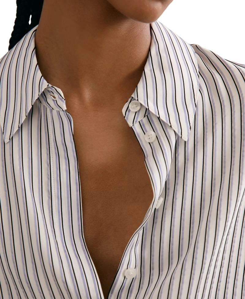 Reiss Women's Stripe Concealed-Placket Shirt