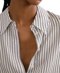 Reiss Women's Stripe Concealed-Placket Shirt