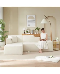 Streamdale Furniture Modern minimalist L-shaped corduroy high back sofa