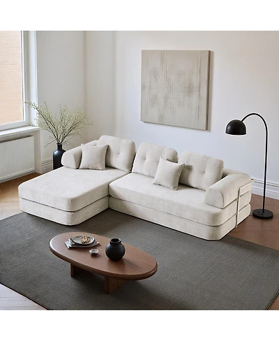 Streamdale Furniture 104" Boneless Chenille Memory Foam Modular Sectional Sofa with Chaise - No Assembly