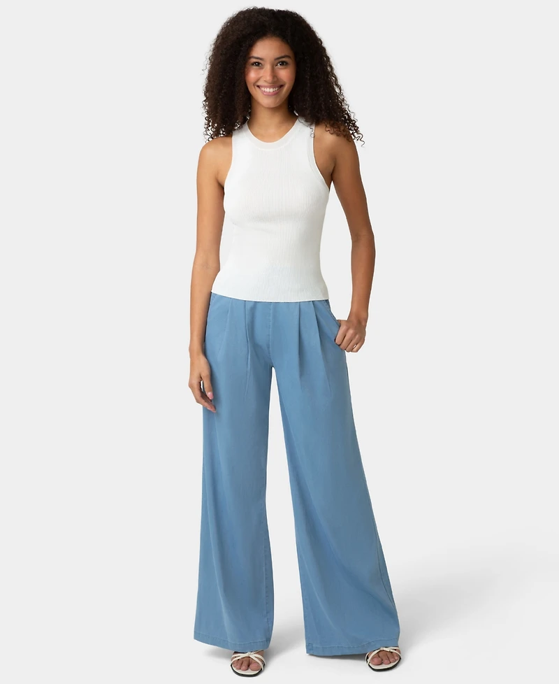 Hue Women's Fluid Denim Palazzo Sleepwear Pant