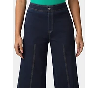 Hue Women's Fine Lines Denim Crop Wide-Leg Sleepwear Pant