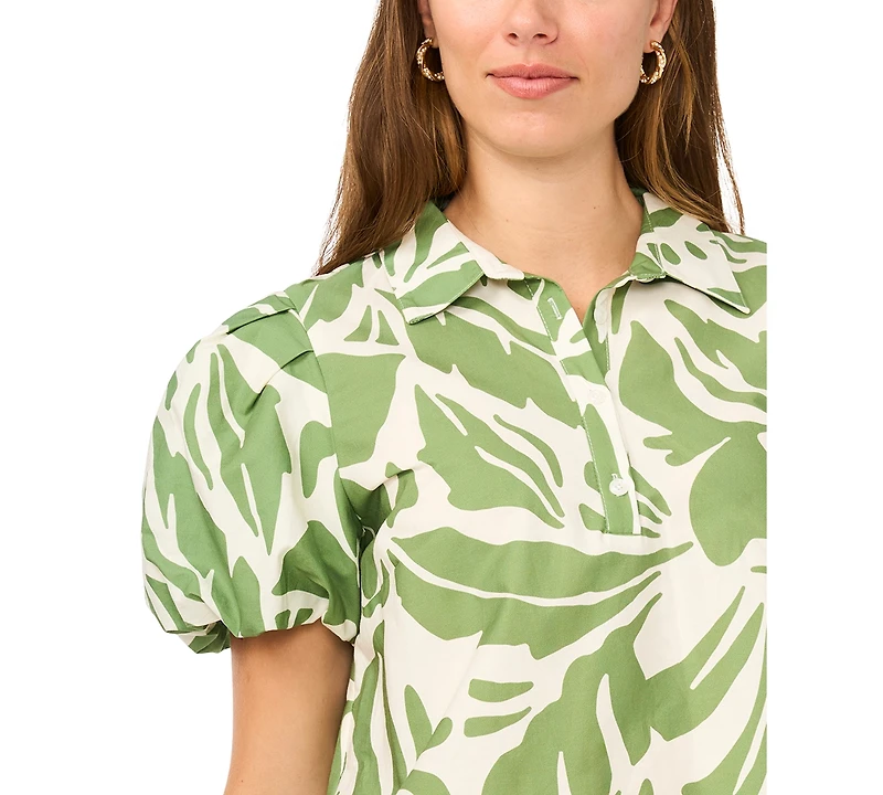 Msk Women's Short-Sleeve Button Collar Dress