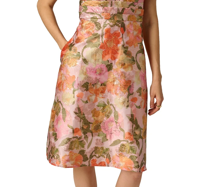 Adrianna Papell Women's Floral Jacquard Midi Dress