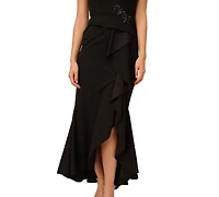 Adrianna Papell Women's Cascading-Ruffle Crepe Gown