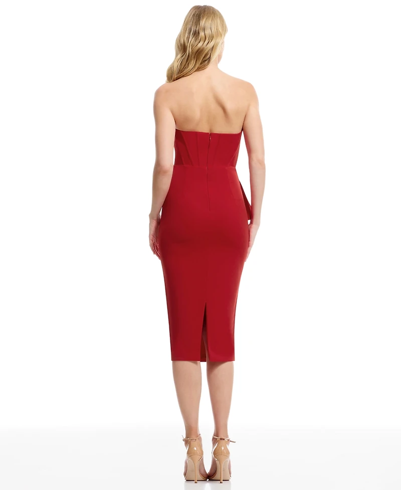 Dress the Population Women's Strapless Exposed Boning Bustier Midi