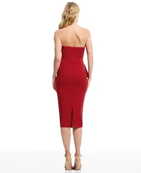 Dress the Population Women's Strapless Exposed Boning Bustier Midi