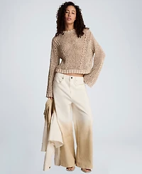 Kenneth Cole Women's Two Tone Open Stitch Pull-On Top