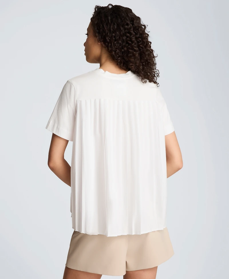 Kenneth Cole Women's Short-Sleeve High-Low Pleated Back T-Shirt