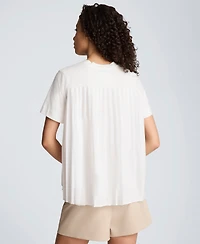 Kenneth Cole Women's Short-Sleeve High-Low Pleated Back T-Shirt